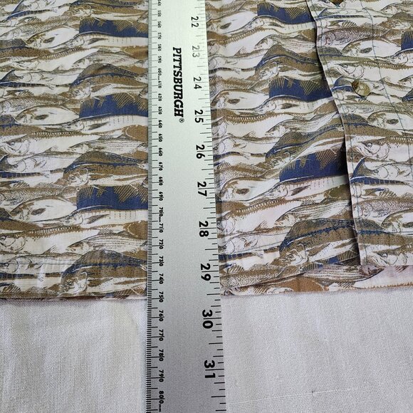 Columbia Sportswear Men’s M Shirt‎ Button Up Fish Print Short Sleeve Cotton - Picture 7 of 8